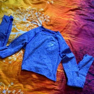 Gymshark Vital Long Sleeve Crop Top XS - Indigo Marl brand new!
